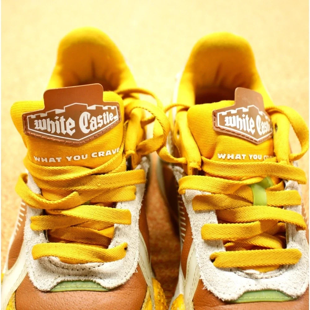 Puma RS-X White Castle Sneakers Youth Size 4 Shoes Limited Edition Collab Yellow